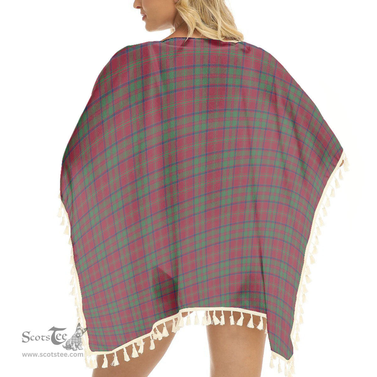 ScotsTee Shop Scottish MacDonald of Glencoe Modern Tartan Square Fringed Shawl