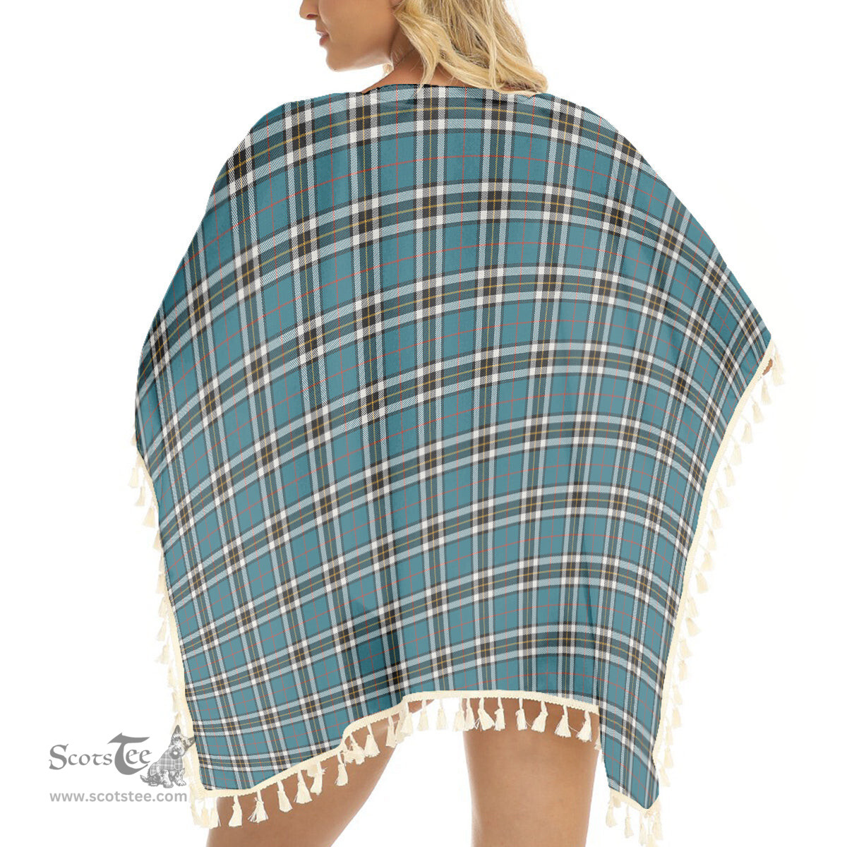 ScotsTee Shop Scottish Thompson Society Dress Blue Ancient Tartan Square Fringed Shawl