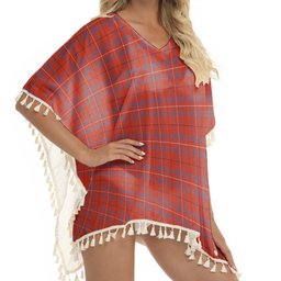 ScotsTee Shop Scottish Rose of Kilravock Ancient Tartan Square Fringed Shawl