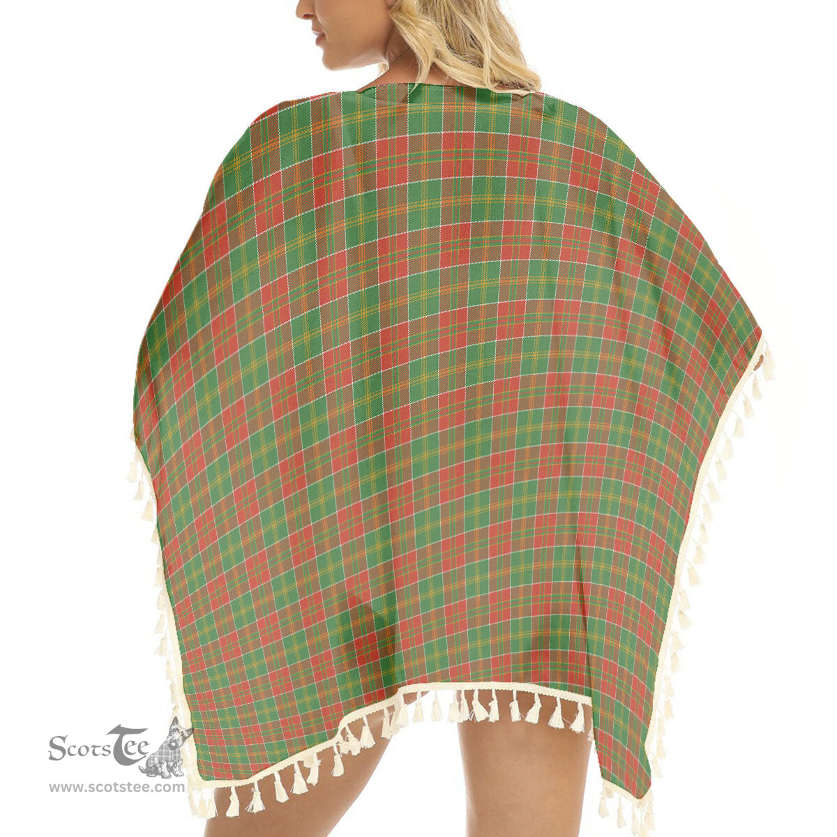 ScotsTee Shop Scottish MacDonald of Kingsburgh Ancient Tartan Square Fringed Shawl
