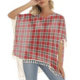 ScotsTee Shop Scottish MacLean of Duart Dress Red Tartan Square Fringed Shawl