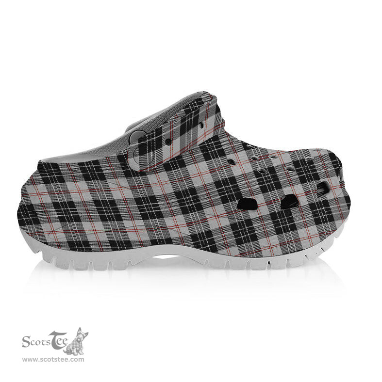 ScotsTee Shop Scottish MacPherson of Cluny Black and White Women's Tartan Height Increasing Clogs