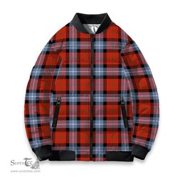ScotsTee Shop Scottish Baillie of Polkemmet Red Ancient Tartan Bomber Puffer Jacket