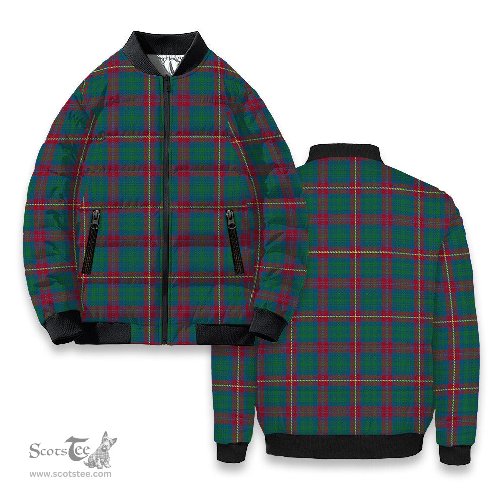 ScotsTee Shop Scottish Cairns of Finavon Ancient Tartan Bomber Puffer Jacket