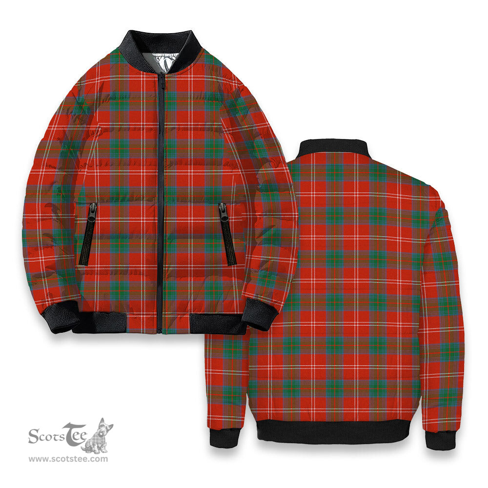 ScotsTee Shop Scottish Chisholm of Strathglass Ancient Tartan Bomber Puffer Jacket