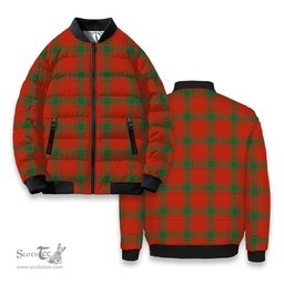 ScotsTee Shop Scottish Donald of the Isles Red Ancient Tartan Bomber Puffer Jacket