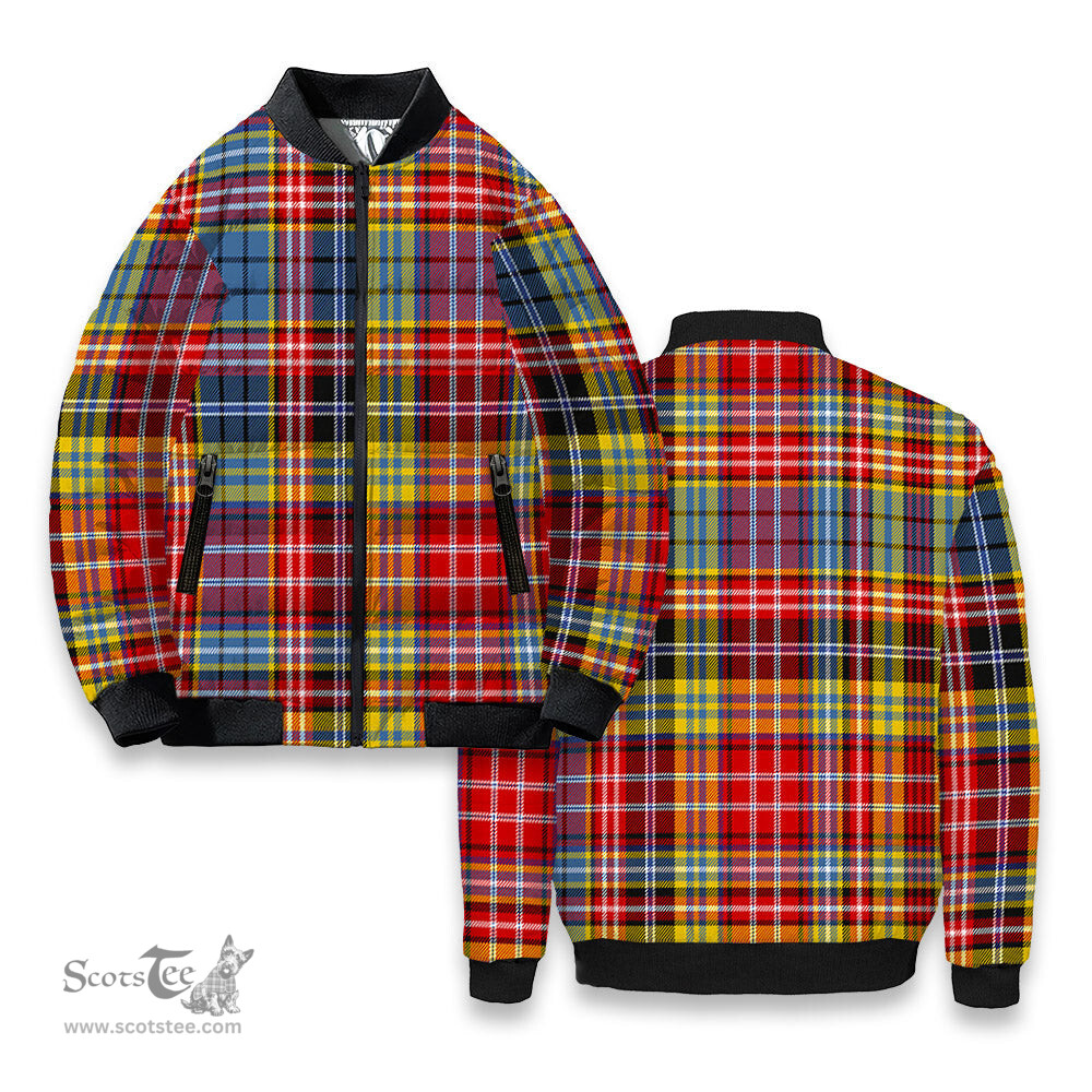 ScotsTee Shop Scottish Drummond of Strathallan Modern Tartan Bomber Puffer Jacket