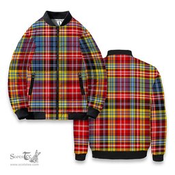 ScotsTee Shop Scottish Drummond of Strathallan Modern Tartan Bomber Puffer Jacket