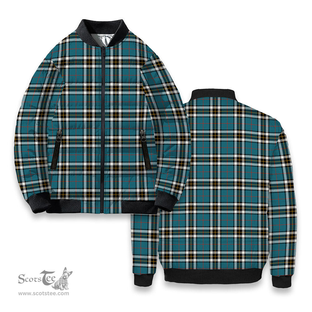 ScotsTee Shop Scottish Thompson Society Dress Blue Ancient Tartan Bomber Puffer Jacket