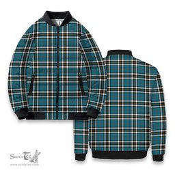 ScotsTee Shop Scottish Thompson Society Dress Blue Ancient Tartan Bomber Puffer Jacket
