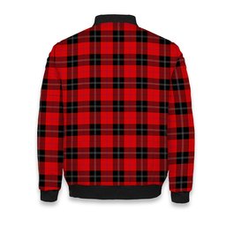 ScotsTee Shop Scottish Ramsay of Dalhousie (Ramsay Red) Modern Tartan Bomber Puffer Jacket