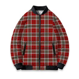 ScotsTee Shop Scottish MacLean of Duart Dress Red Tartan Bomber Puffer Jacket