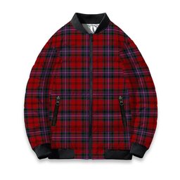 ScotsTee Shop Scottish Kelly of Sleat Red Tartan Bomber Puffer Jacket