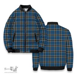 ScotsTee Shop Scottish Thompson Society Dress Blue Tartan Bomber Puffer Jacket