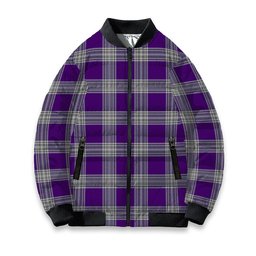 ScotsTee Shop Scottish Menzies Mauve and White Tartan Bomber Puffer Jacket