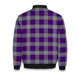 ScotsTee Shop Scottish Menzies Mauve and White Tartan Bomber Puffer Jacket