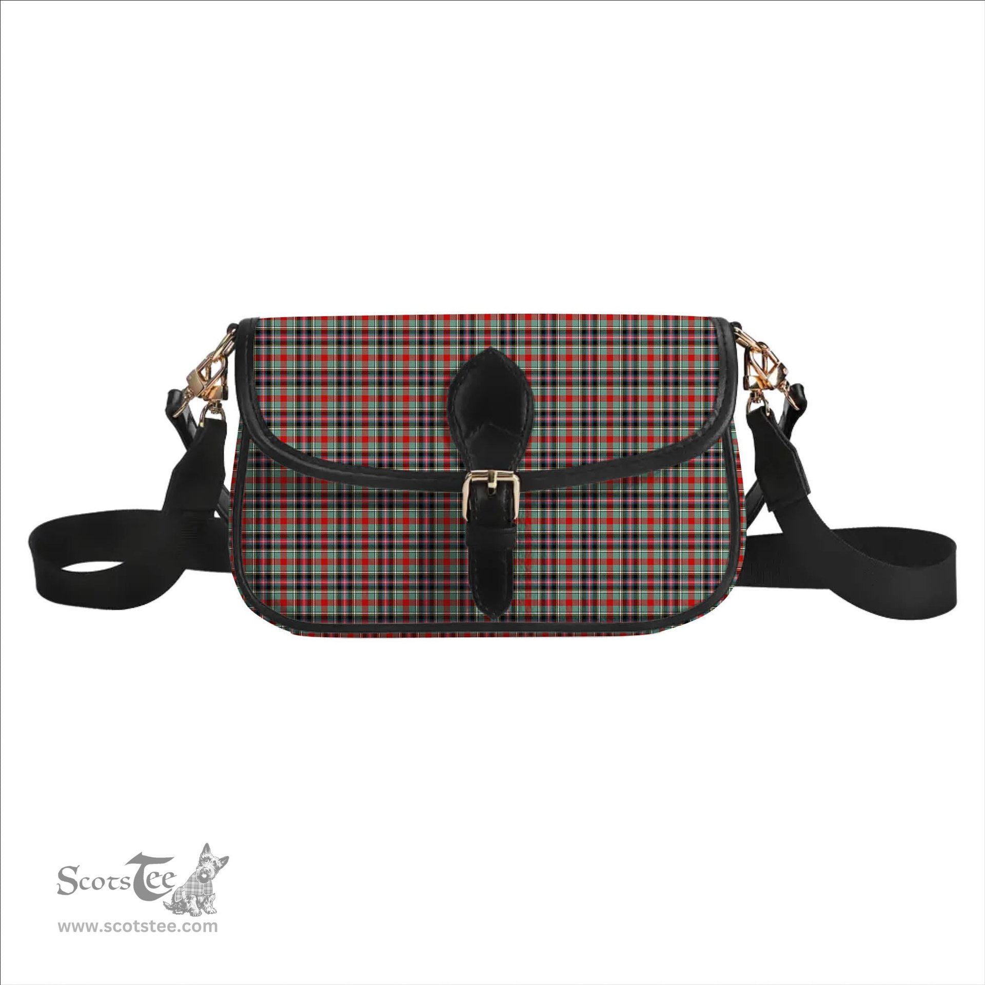 ScotsTee Shop Scottish Bruce of Kinnaird Modern Tartan Women's Chain Crossbody Bag Square Bag
