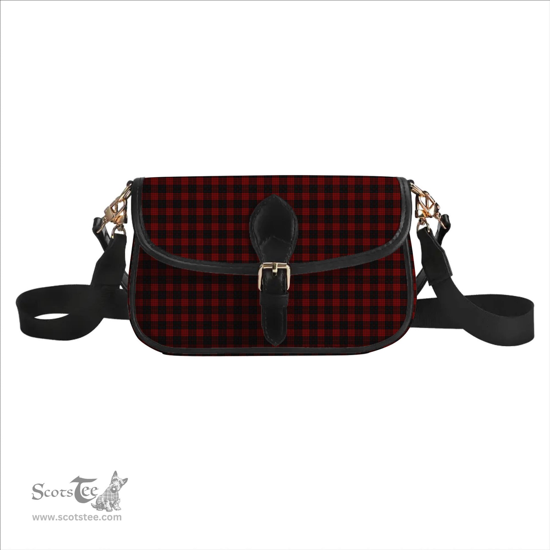 ScotsTee Shop Scottish Cameron Black and Red Tartan Women's Chain Crossbody Bag Square Bag