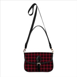 ScotsTee Shop Scottish Cameron Black and Red Modern Tartan Women's Chain Crossbody Bag Square Bag
