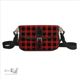 ScotsTee Shop Scottish Cameron Black and Red Ancient Tartan Women's Chain Crossbody Bag Square Bag