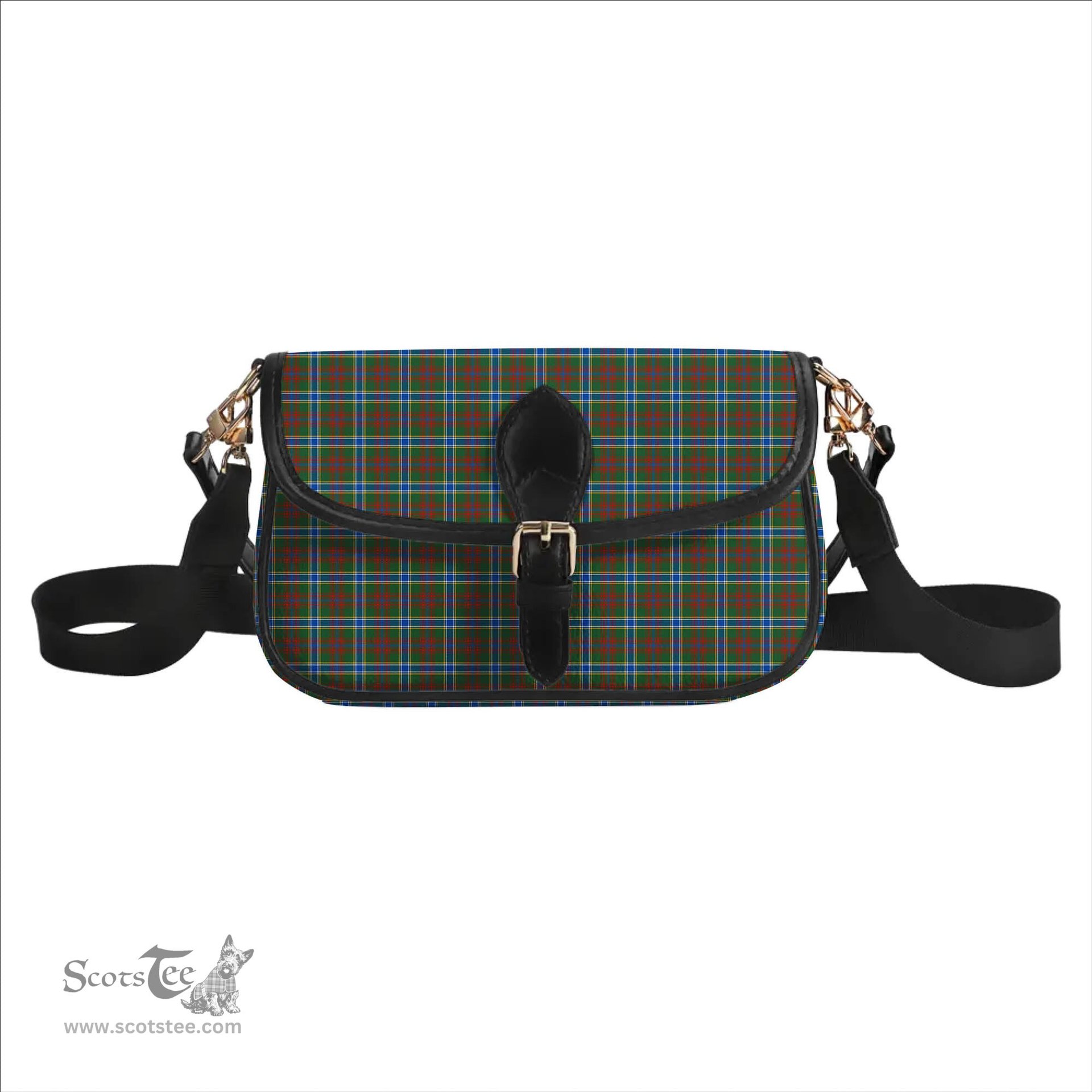 ScotsTee Shop Scottish Currie of Arran Modern Clan Tartan Women's Chain Crossbody Bag Square Bag