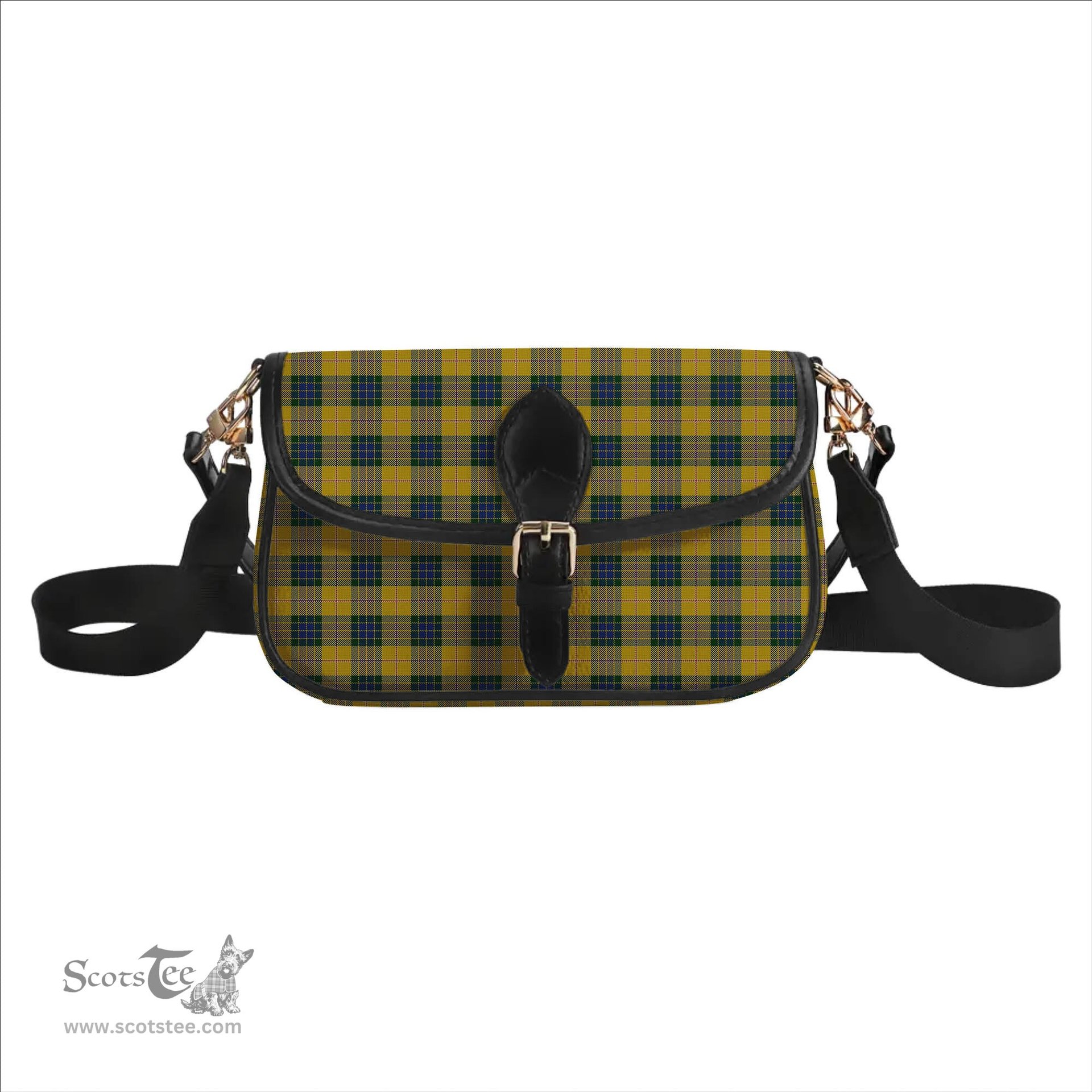 ScotsTee Shop Scottish Fraser Yellow Tartan Women's Chain Crossbody Bag Square Bag