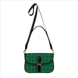 ScotsTee Shop Scottish Galloway Green Modern Tartan Women's Chain Crossbody Bag Square Bag