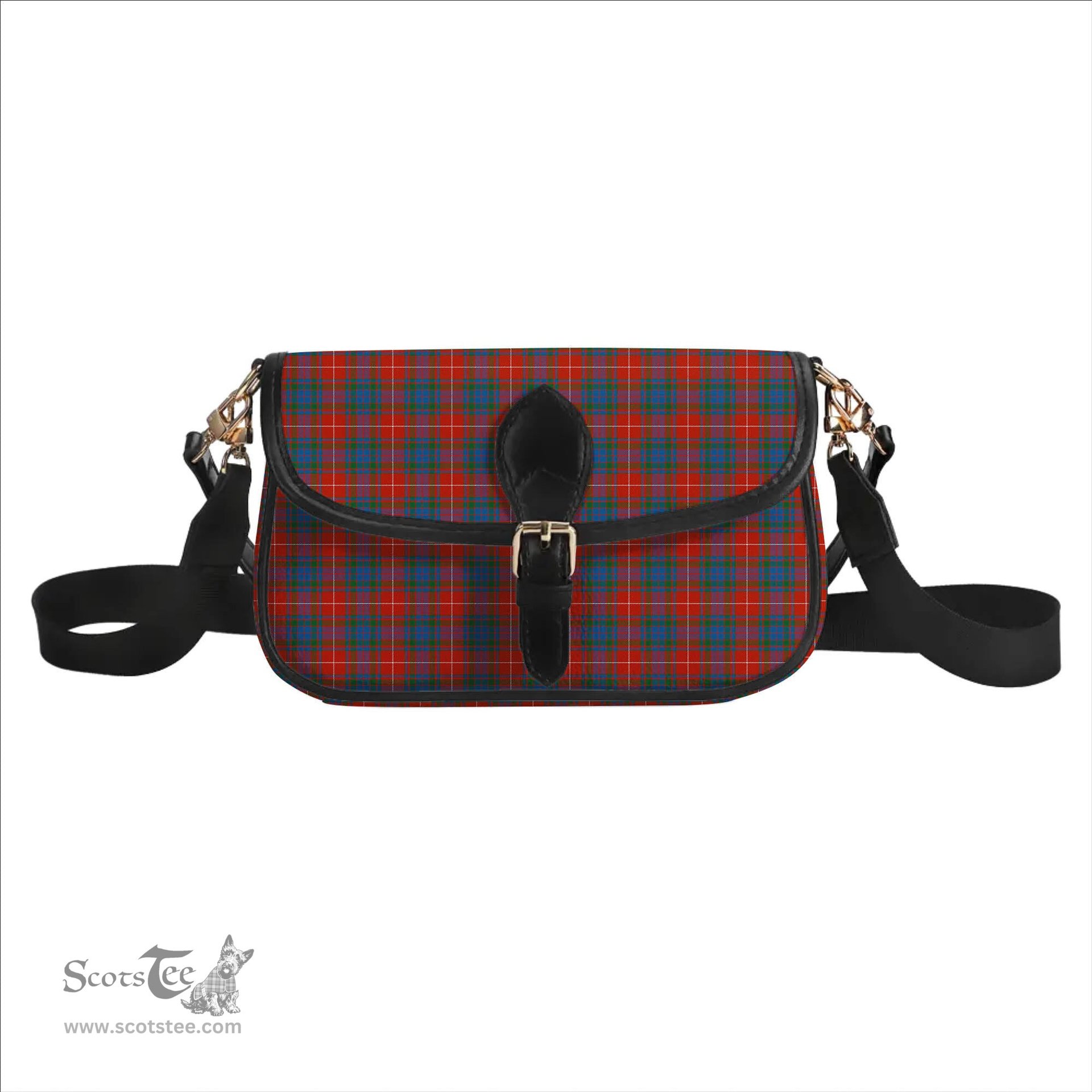 ScotsTee Shop Scottish Fraser Gathering Red Ancient Tartan Women's Chain Crossbody Bag Square Bag
