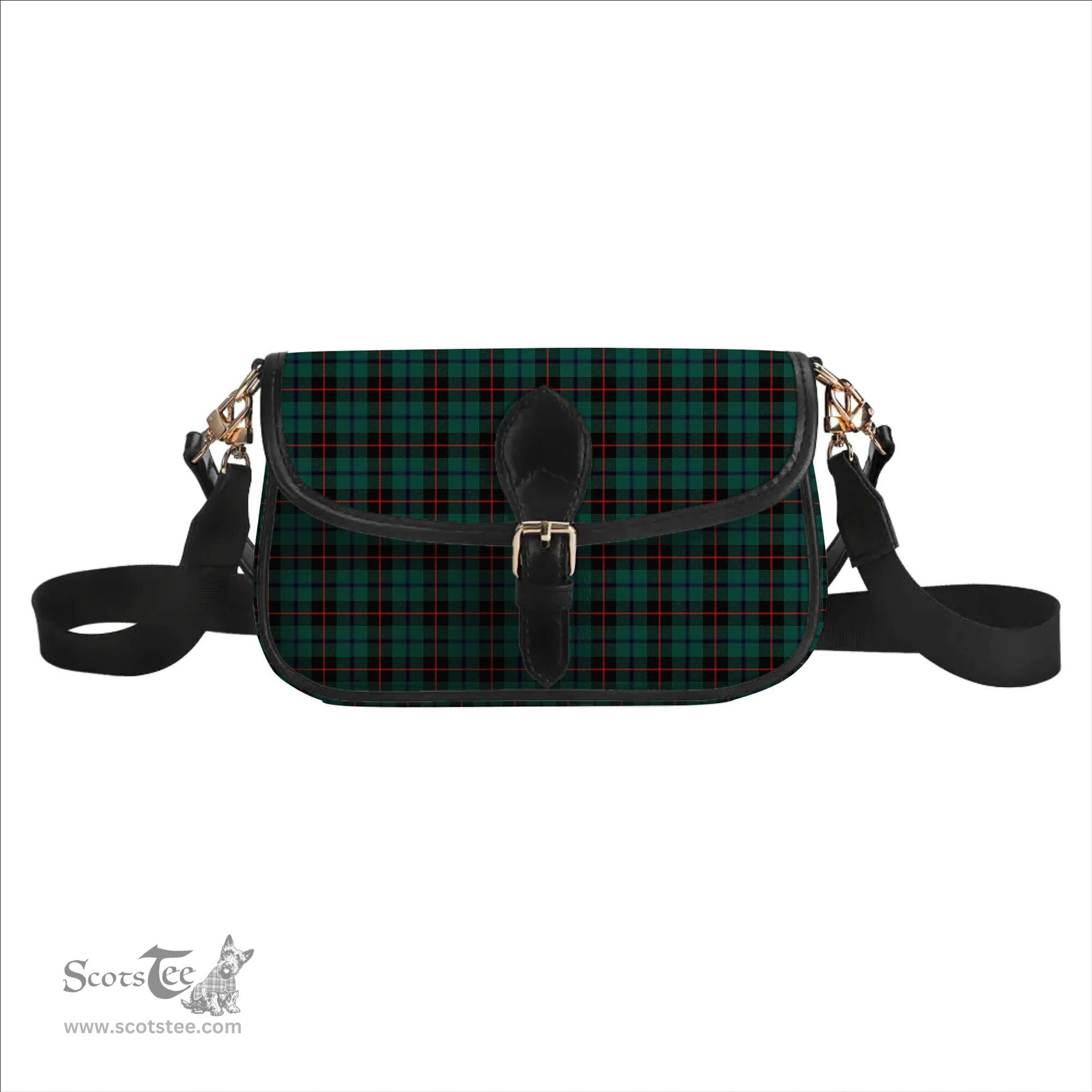 ScotsTee Shop Scottish Douglas Black Modern Tartan Women's Chain Crossbody Bag Square Bag