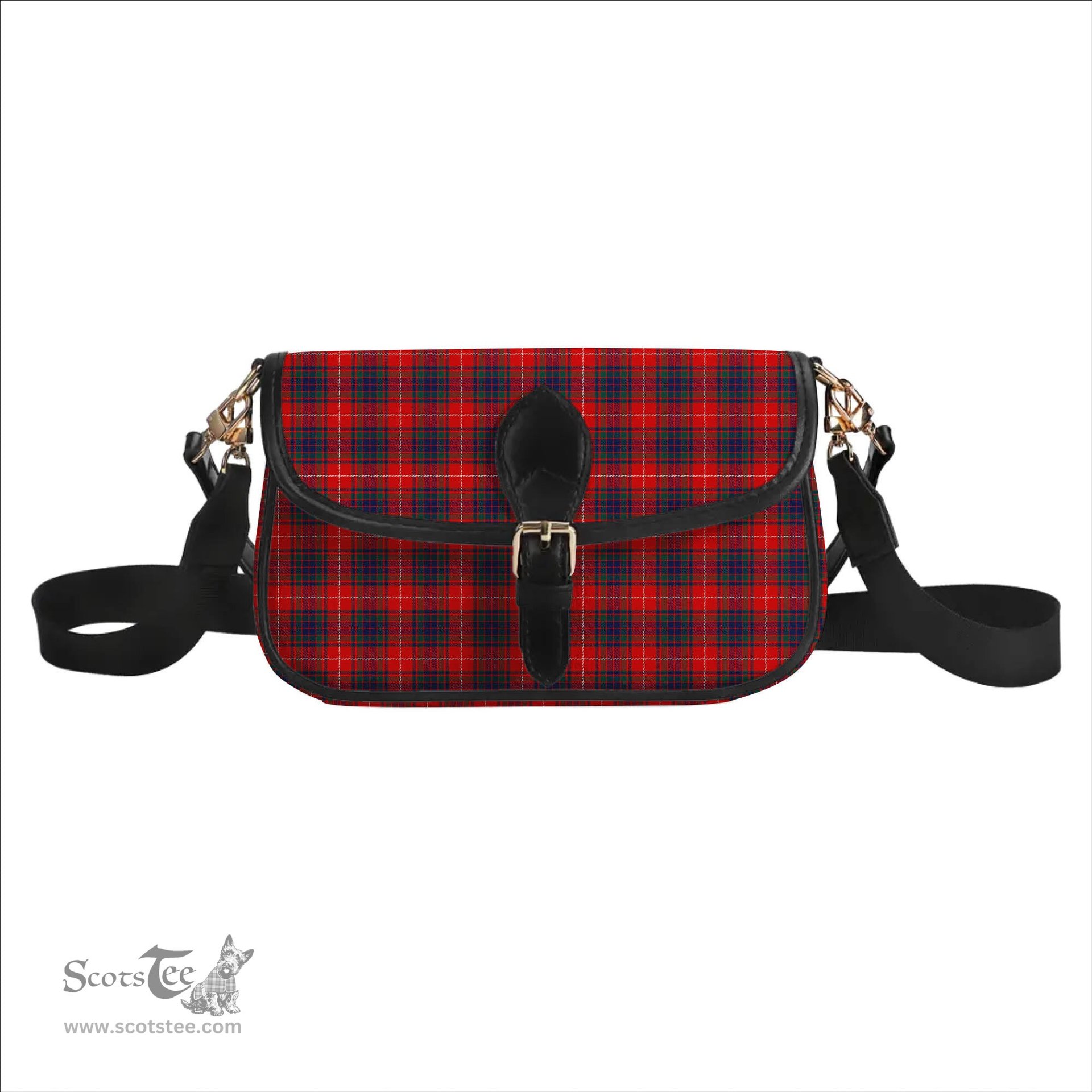 ScotsTee Shop Scottish Fraser Gathering Red Modern Tartan Women's Chain Crossbody Bag Square Bag