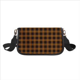 ScotsTee Shop Scottish Johnston Orange and Black Tartan Women's Chain Crossbody Bag Square Bag