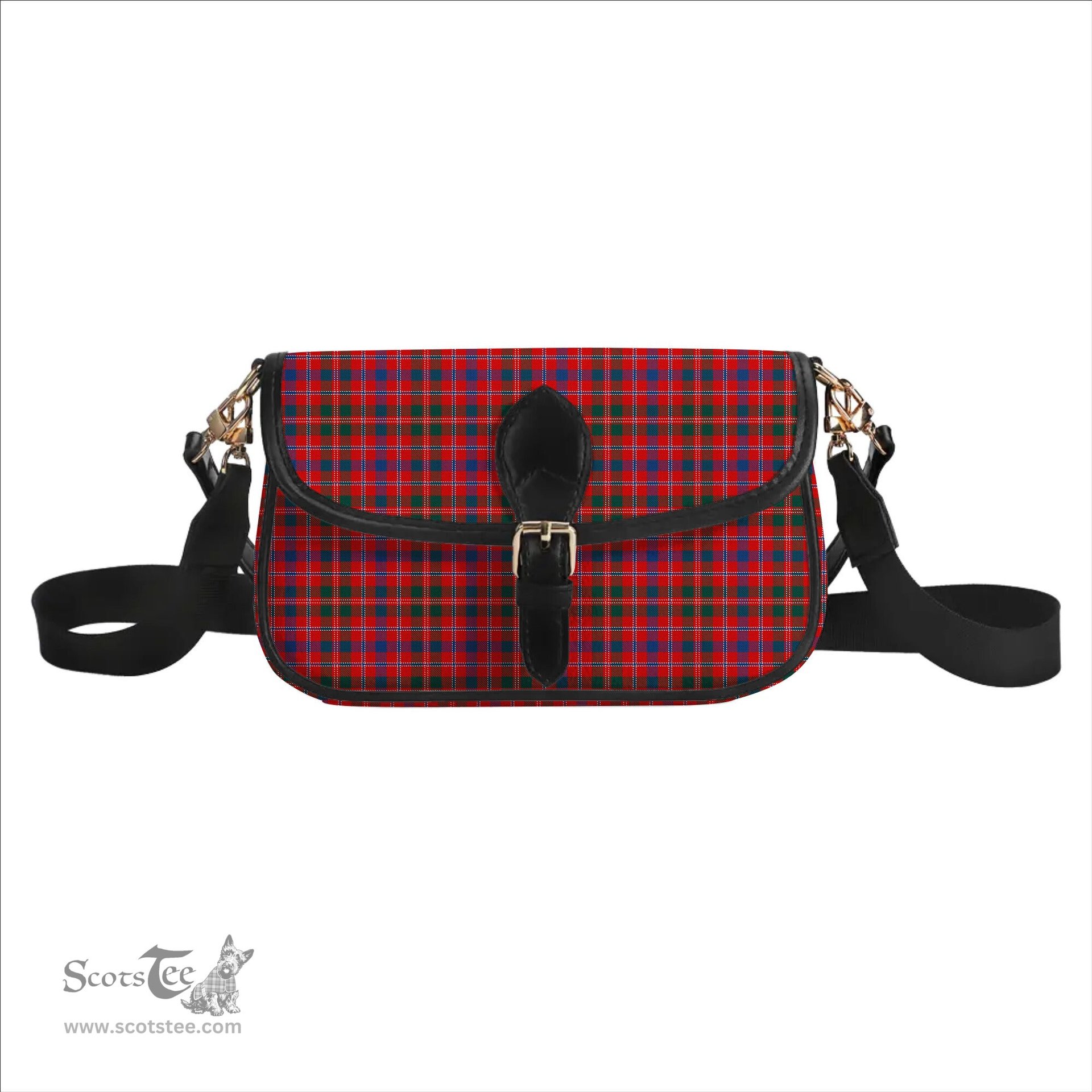 ScotsTee Shop Scottish MacDonald of Glenaladale Modern Tartan Women's Chain Crossbody Bag Square Bag