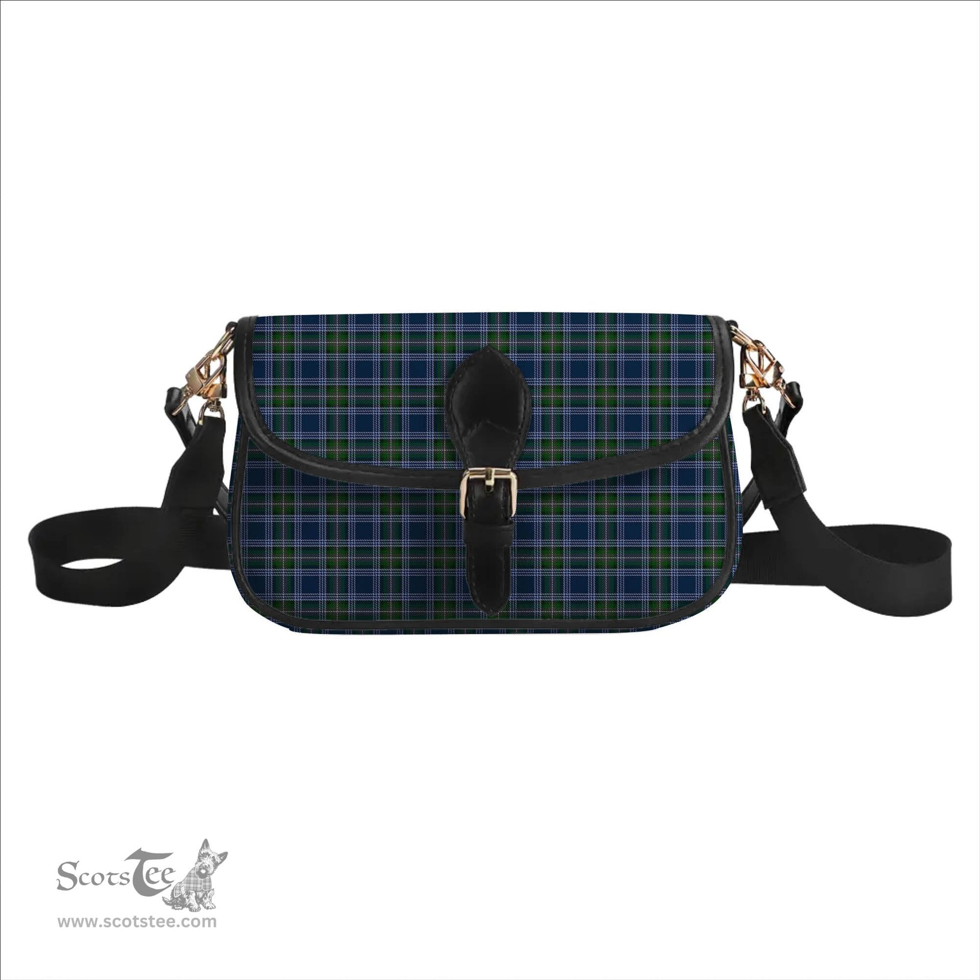 ScotsTee Shop Scottish Greenshields Tartan Women's Chain Crossbody Bag Square Bag