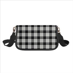 ScotsTee Shop Scottish MacFarlane Black White Tartan Women's Chain Crossbody Bag Square Bag