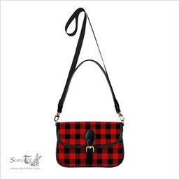 ScotsTee Shop Scottish Gregor Red & Black Modern Tartan Women's Chain Crossbody Bag Square Bag