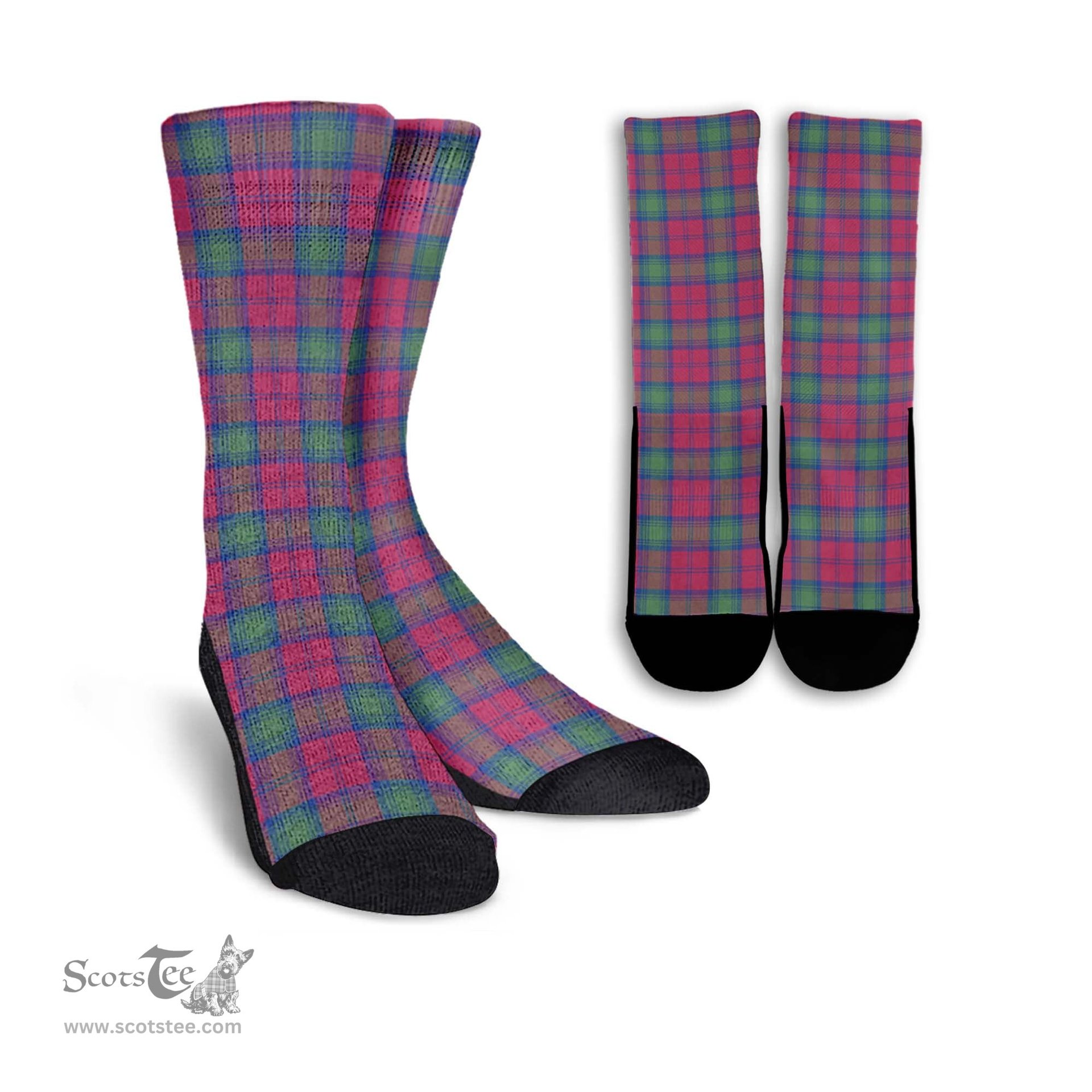 ScotsTee Shop Scottish Lindsay Ancient Clan Tartan Socks For Men & Women