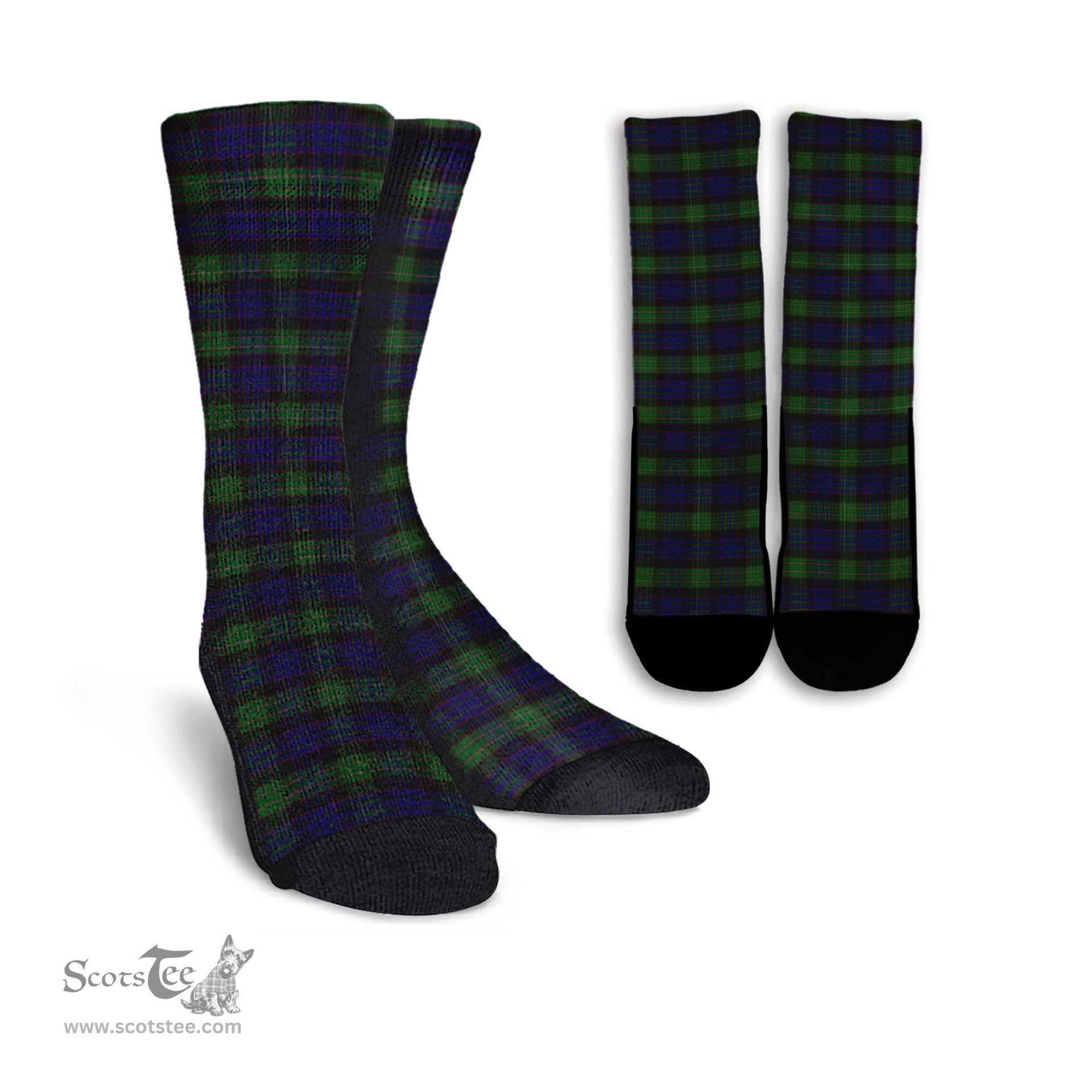 ScotsTee Shop Scottish Nicolson Green Hunting Clan Tartan Socks For Men & Women