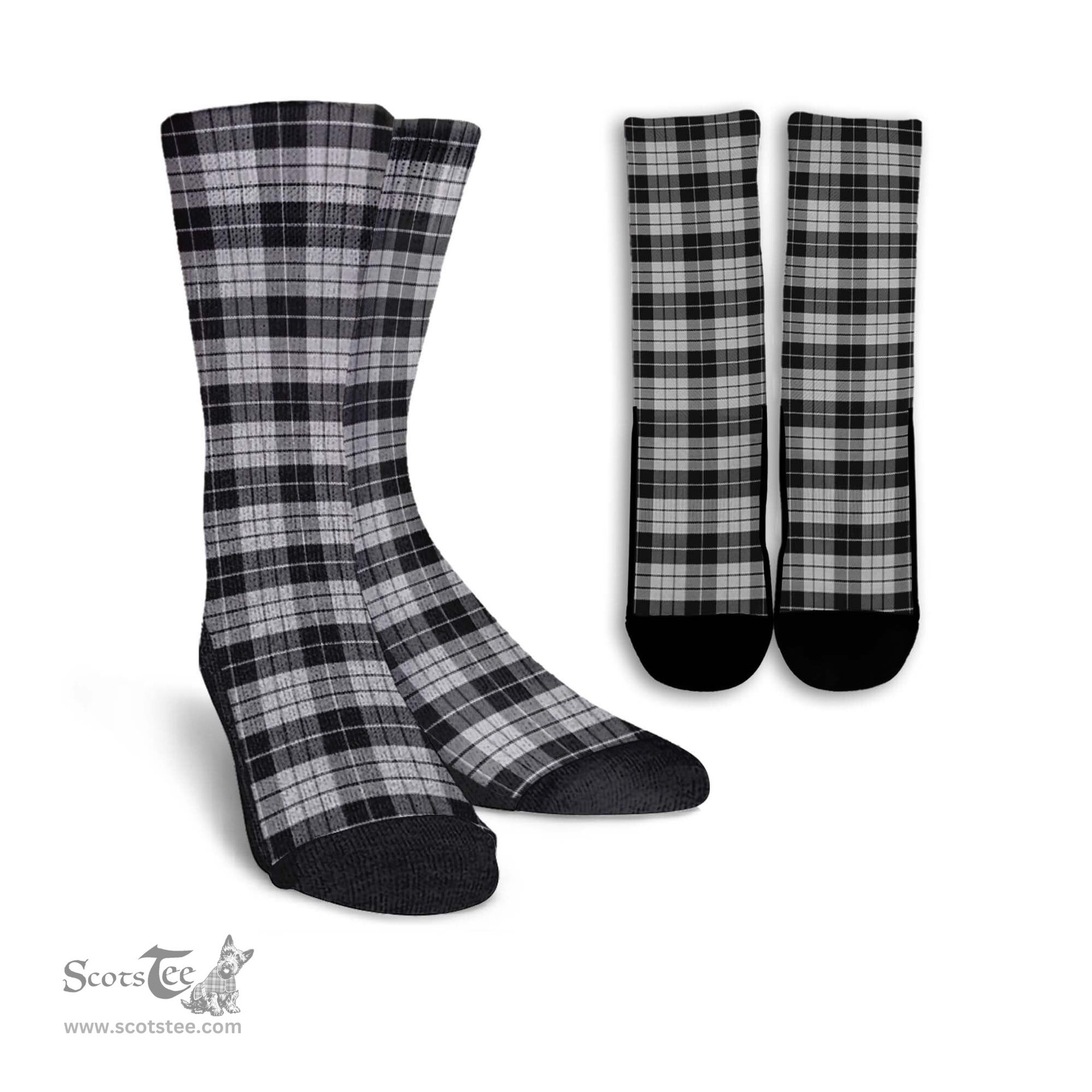 ScotsTee Shop Scottish MacLeod Black and White Clan Tartan Socks For Men & Women