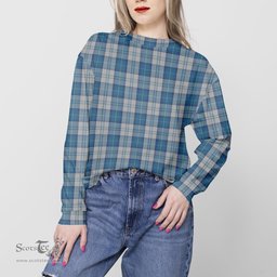 ScotsTee Shop Scottish Menzies Dress Blue and White Clan Plaid Tartan Sweatshirt