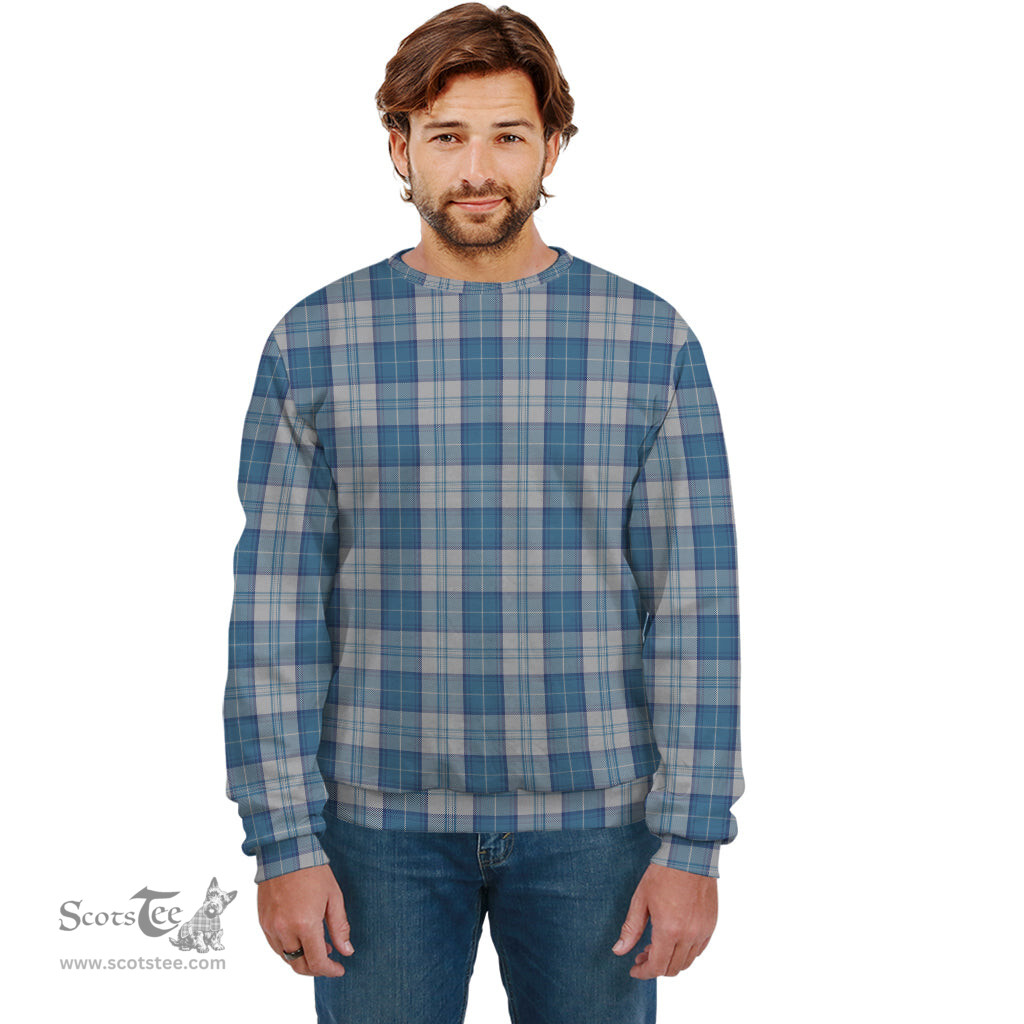 ScotsTee Shop Scottish Menzies Dress Blue and White Clan Plaid Tartan Sweatshirt