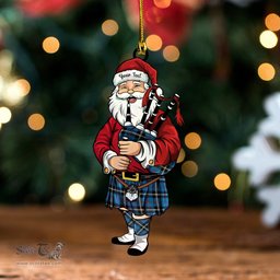 ScotsTee Shop Scottish MacRae of America Ancient Tartan Ornament Santa Personalized