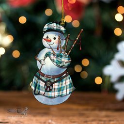 ScotsTee Shop Scottish MacRae of Conchra Ancient Clan Crest Tartan Ornament Snowman Bagpipe Personalized