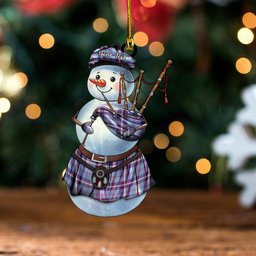 ScotsTee Shop Scottish MacRae of America Weathered Tartan Ornament Snowman Bagpipe Personalized