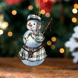 ScotsTee Shop Scottish MacRae of Conchra Weathered Clan Crest Tartan Ornament Snowman Bagpipe Personalized