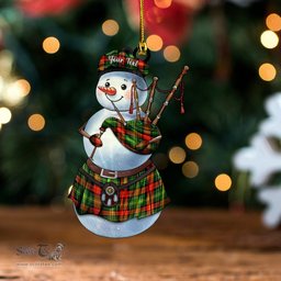 ScotsTee Shop Scottish Martin Ancient Clan Crest Tartan Ornament Snowman Bagpipe Personalized
