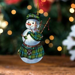 ScotsTee Shop Scottish Muir Ancient Clan Crest Tartan Ornament Snowman Bagpipe Personalized