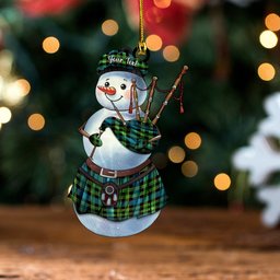ScotsTee Shop Scottish Mowat Ancient Clan Crest Tartan Ornament Snowman Bagpipe Personalized