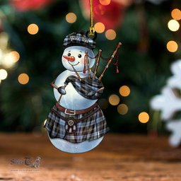 ScotsTee Shop Scottish Melville Weathered Clan Crest Tartan Ornament Snowman Bagpipe Personalized