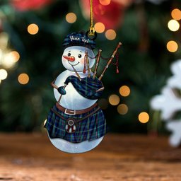 ScotsTee Shop Scottish Miller Modern Clan Crest Tartan Ornament Snowman Bagpipe Personalized
