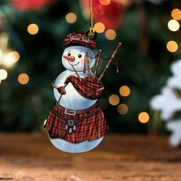 ScotsTee Shop Scottish Murray of Ochtertyre Weathered Clan Crest Tartan Ornament Snowman Bagpipe Personalized